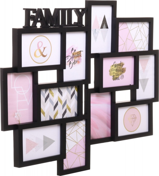 Фотоколлаж Family 61,5х50,5х2,5см 12 фото 10x15 см черный 