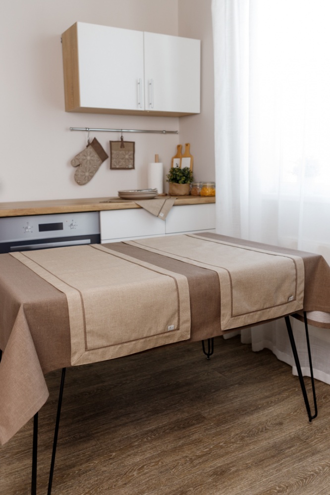 Дорожка (раннер) з двойным кантом Корица Мокко 40x140 см Прованс