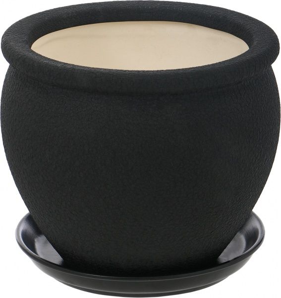 Горшок керамический Ориана-Запорожкерамика Вьетнам №3 шелк круглый 5л черный (011-3-088) 