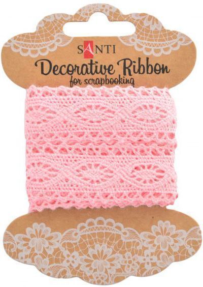 Стрічка мереживна стрічка рожева, 25мм, 2м. 741340 