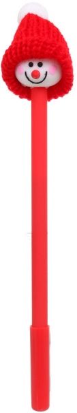 Ручка гелевая Снеговик в шапке, красный 