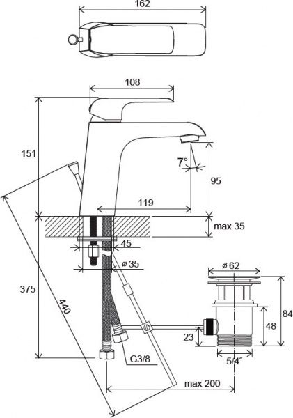 Змішувач для умивальника Ravak FL 013.00