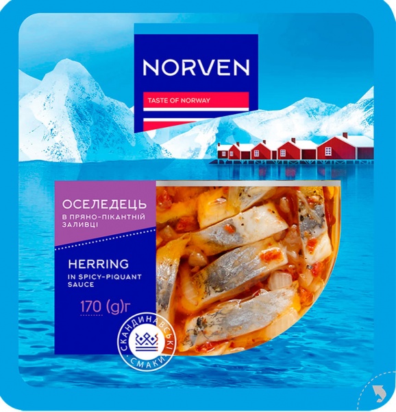 Оселедець Norven у пряно-пікантній заливці 170 г