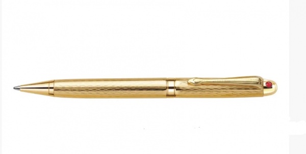 Ручка шариковая Flair 1058 синяя РШ Regent золото с красным камнем
