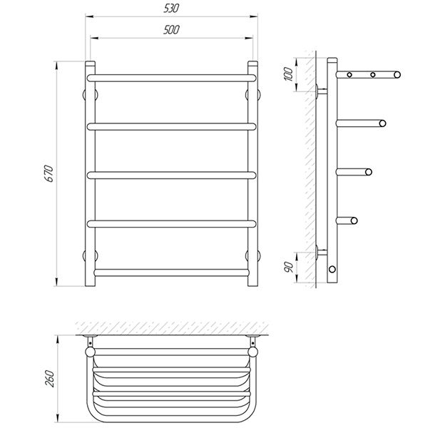 Рушникосушарка Laris Стандарт П5 500х660 з полицею 71207570