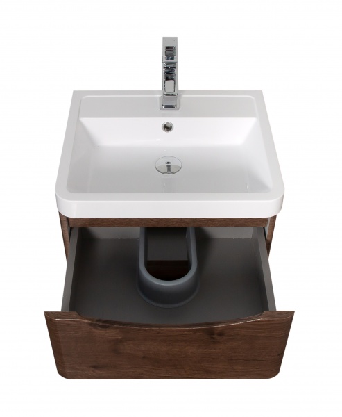 Тумба підвісна Aqua Rodos Vista 50 каштан з умивальником