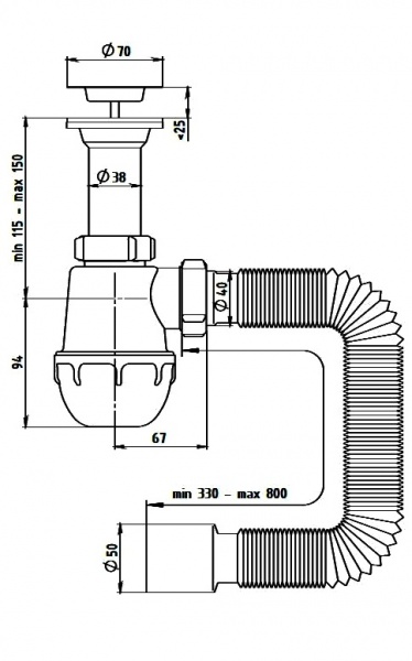 Сифон для кухонной мойки Water House 