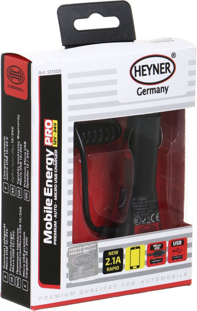 Зарядний пристрій Heyner з USB і Micro-USB 12 / 24V