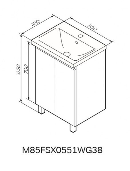 Тумба на ніжках AM.PM M85-FSX0551-WC0551WG38 X-Joy 55 см