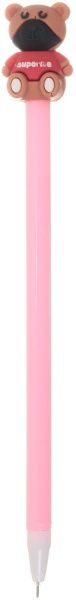Ручка гелевая Фэшн мишка розовая 