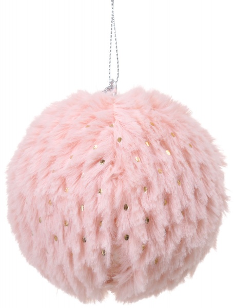 Елочная игрушка в форме шара с мехом 80 мм в ассортименте CAA124020 