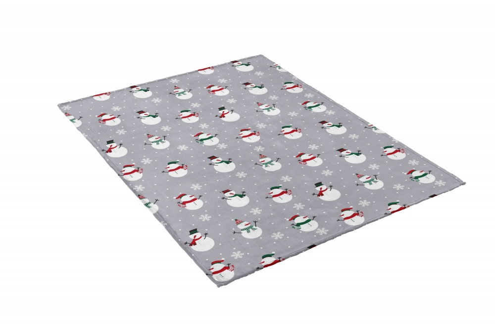 Плед флисовый Funny Snowmen 200x220 см светло-серый с белым La Nuit