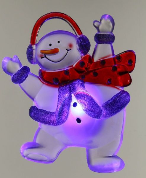 Декоративна фігура LED Сніговик з присоскою 13 см 