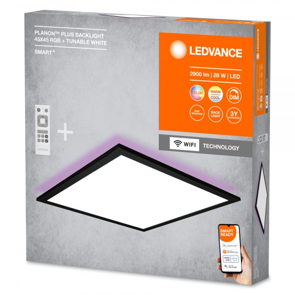 Светильник потолочный Ledvance Smart Wi-Fi Planon RGB 45x45 см 28 Вт черный 3000-6500 К 