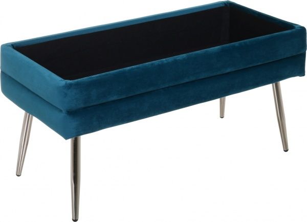 Скриня-пуф Pierre 79,5х37,5х42 см смарагдовий срібні ніжки 