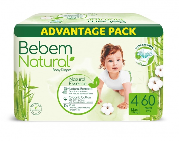 Підгузки BEBEM Natural 4 maxi 7-18 кг 60 шт.