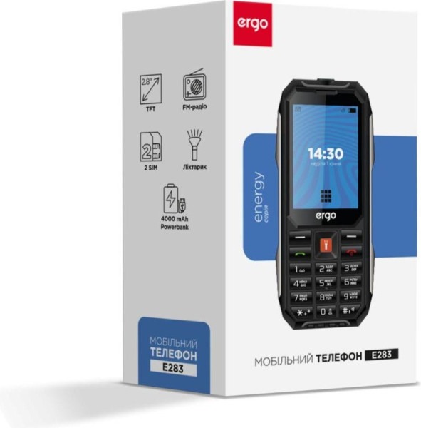 Мобильный телефон Ergo E283 Dual Sim black/orange E283 Dual Sim (black orange)