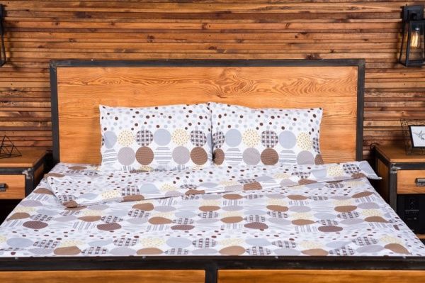 Комплект постільної білизни Тетріс 1,5 біло-блакитнийкоричневий Rigel 