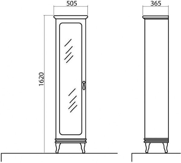 Пенал підлоговий Aqua Rodos Беатріче New білий патина золото