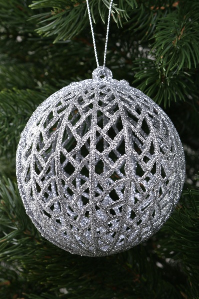 Шар новогодний SD22-124G 10 d 100 мм серебряный