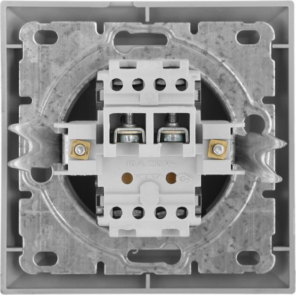 Вимикач прохідний двоклавішний UP! (Underprice) Vesta без підсвітки 10 А 220-250В срібний