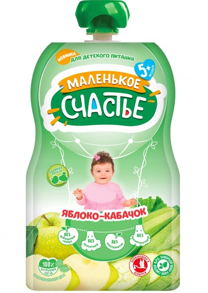 Пюре Маленькое счастье Яблуко-кабачок 90 г 4813163004954 
