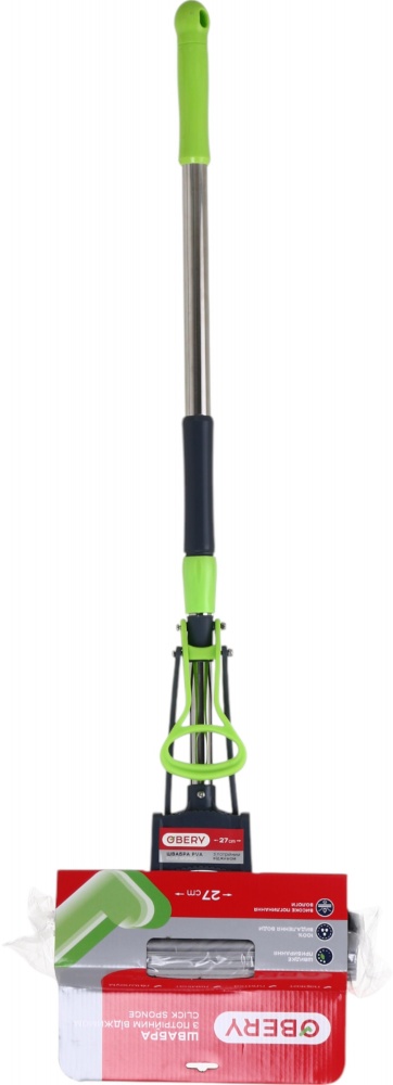 Швабра для пола OBERY с телескопической ручкой и тройным отжимом Click Sponge 27 см