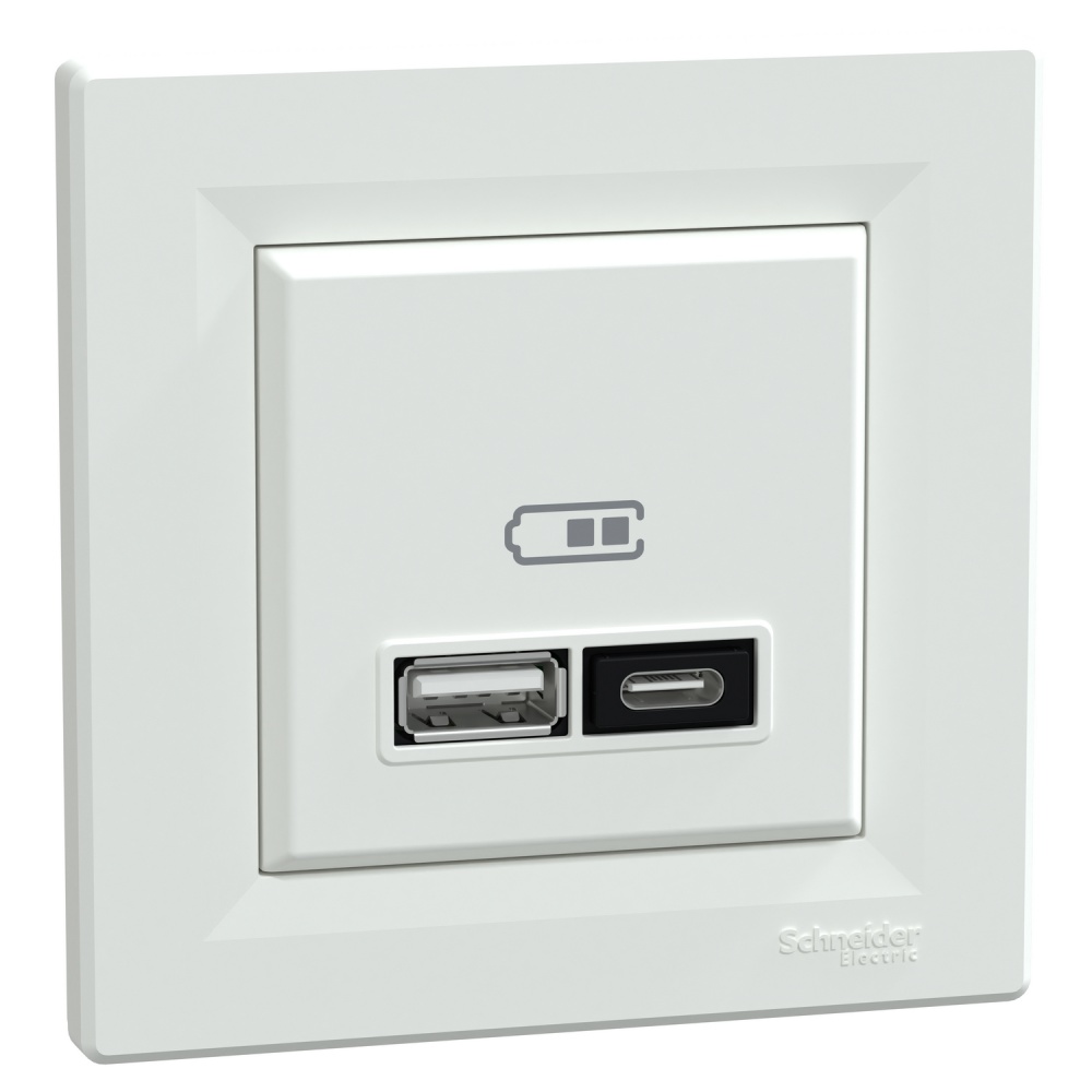 Розетка USB + Type C Schneider Electric Asfora IP20 белый EPH2700521
