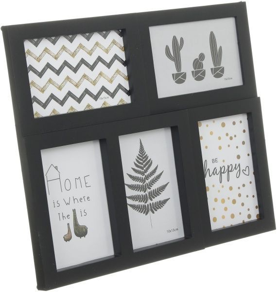 Коллаж на 5 фото 37х31х2,3 см 10x15 см черный 