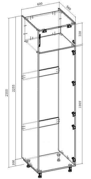 Шафа під холодильник Грейд (двері 1174) 600x2360x560 мм дуб сонома 