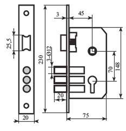 Комплект Bravo 70(ручка на планке+замок +цилиндр англ. 68мм+5 кл) античная латунь