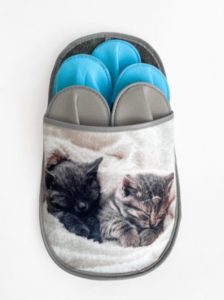 Набор тапочек для гостей La Nuit Cats 5 пар 8157 серый с рисунком 