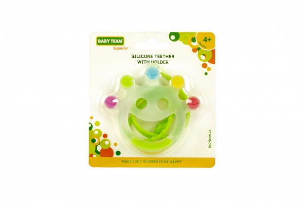 Прорізувач силіконовий Baby Team Веселе колечко з тримачем