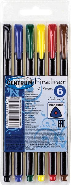 Набор линеров 6 шт 0,7мм 87500 разноцветный 