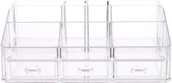 Органайзер настільний з 3 шуxлядами 33x22.5x12 см прозорий Qiaofeng SF-1613