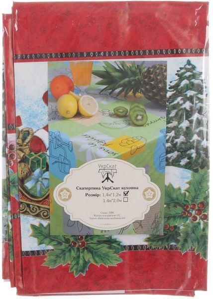 Скатерть Новогодняя Стандарт 120x140 см красный с рисунком 