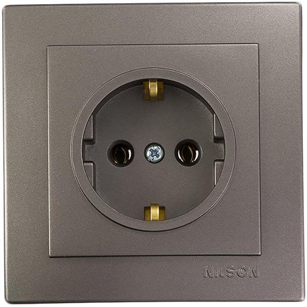 Розетка Nilson Touran 24161017 з заземленням антрацит