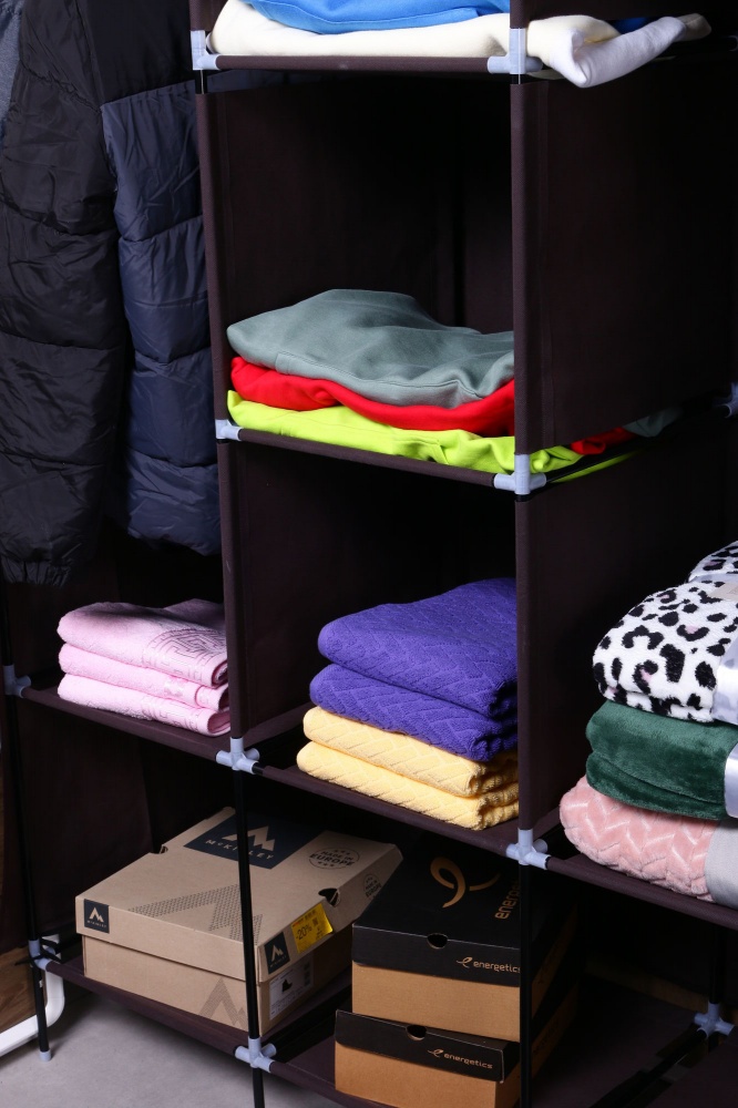 Тканевый шкаф LUNA HOME BROWNY с карманами 1720х1280х450 мм коричневый