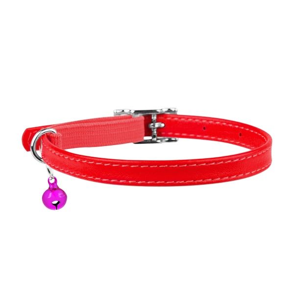 Ошейник WAUDOG Glamour с резинкой 0,9x22-30 см красный