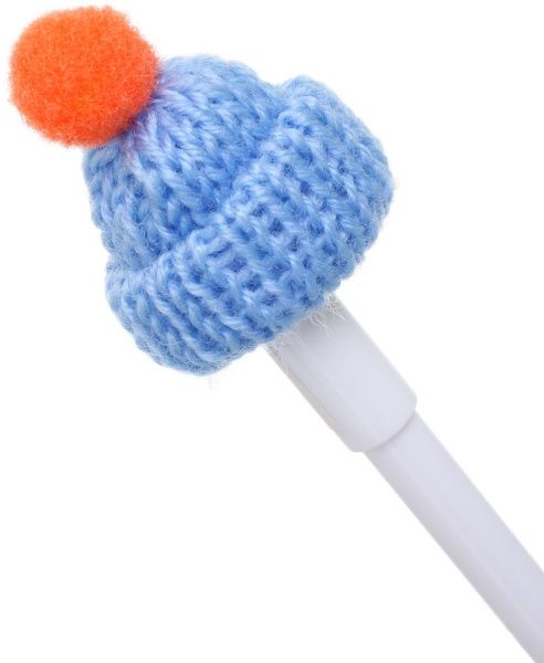 Ручка гелевая Шапка с помаранчивим помпоном 