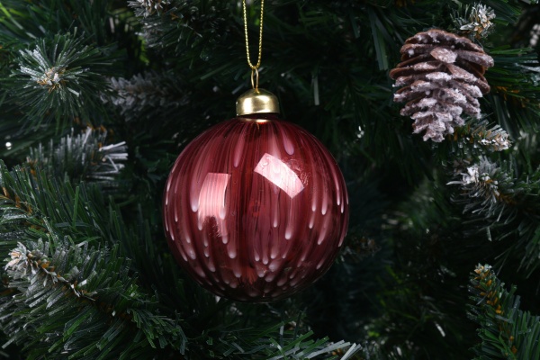 Елочная игрушка в форме капли стеклянная 8 см 8 мм розовый ABT620000