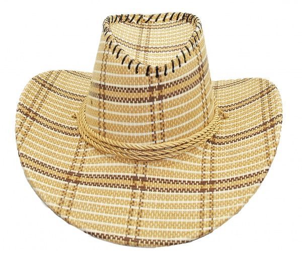 Шляпа ковбой ВП 0120 клетка универсальный бежевый