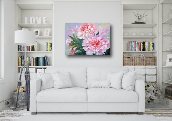 Декор настенный Пионы масло 42x59,4 см разноцветный 