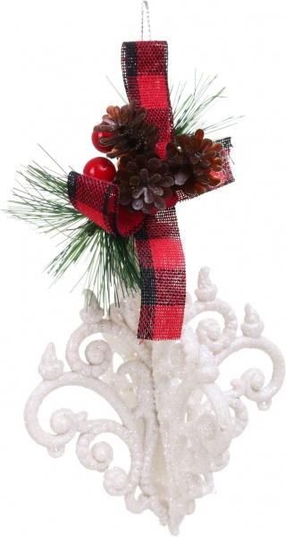 Декоративная подвеска Ромб с декором 18x7x7 см белый LD21026