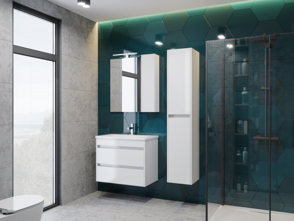 Тумба підвісна ЮВЕНТА Тумба Luton - 65 білий з умивальником Soft-65