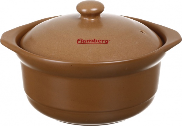 Кастрюля керамическая 2,4 л коричневая жаростойка Flamberg