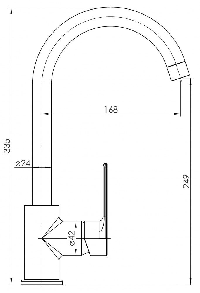 Смеситель для кухни RJ ARA, хром