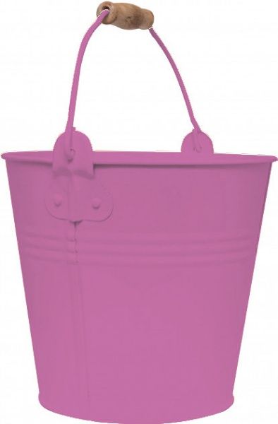 Відерце Flor з дерев'яною ручкою круглий 2л рожевий 