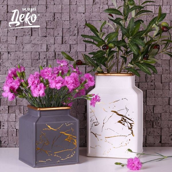 Ваза Marble 17х27 см белая