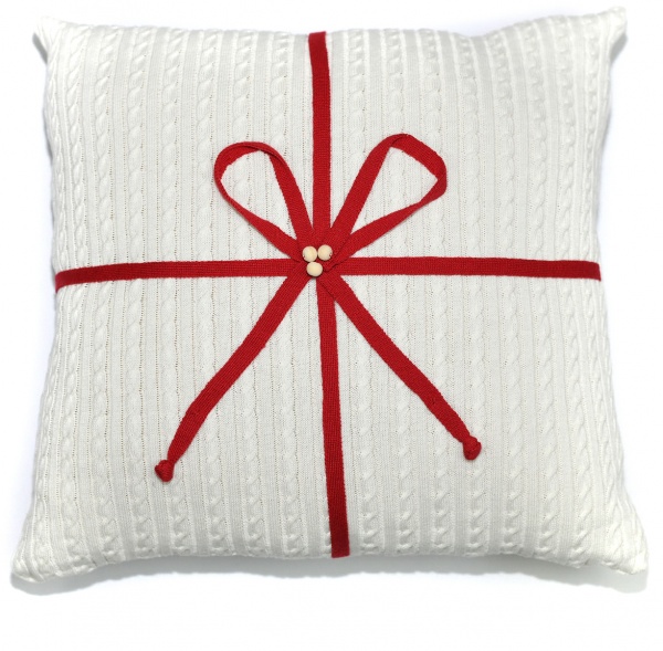 Подушка декоративная с бантом 30x30 см 233 Белая Прованс 